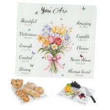 Christian Gifts For Women, Flowers Glass Cutting Board, Christmas Kitchen
