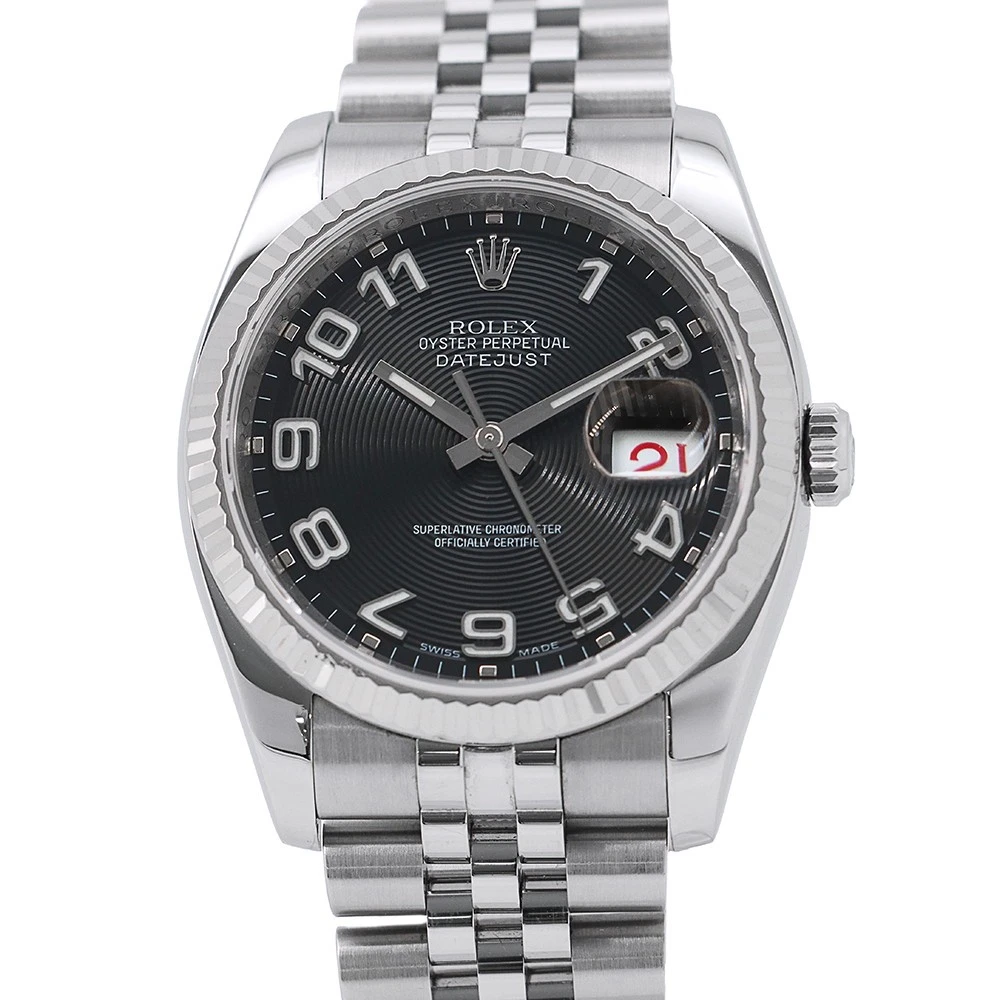 Rolex — ROLEX Datejust 36mm Stainless Steel 18K White Gold Black concentric Dial 116234