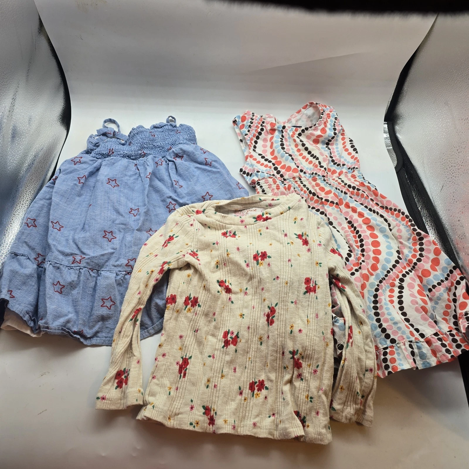 Girls Size 3T Clothing Lot Gap Cat & Jack 3 Piece Dresses Top Star Print Floral