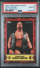 2025 Topps WWE X Bape Stone Cold Steve Austin #6 Red Camo Foil /199 PSA 10