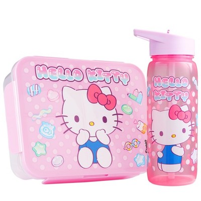 Trend Hello Kitty 2Pc Lunch Set with 3 Compartment Bento & 21.6 fl oz Water B...