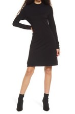 VERO MODA Happiness Long Sleeve Fit & Flare Sweater Dress in Black, Size X-Small