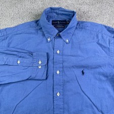 Vintage Ralph Lauren Shirt Mens 16 - 32 Blue Yarmouth Cotton Pinpoint Oxford