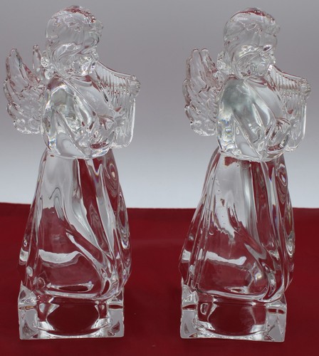 Mikasa Herald Lead Crystal Angel Figurine (Set of 2) Playing the Harp 8" - Picture 3 of 14