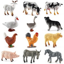 12X Farm Animals Model Mini Farm Poultry Figure Kids Toys Cows Model Playset Set