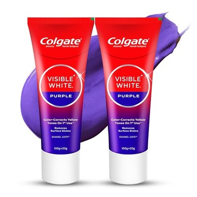 Colgate Visible White Purple Toothpaste for Teeth Whitening, Helps Remove Surfac