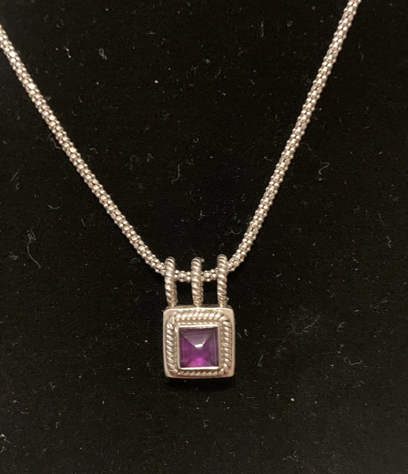 Lori Bonn Sterling Silver Amethyst Pendant & Necklace 18β, 6.5 gm - Image 3 of 4