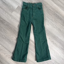 Vintage 1970s Boys Billy the Kid Green Bell Bottom Pants Sz 10 Slim Jeans