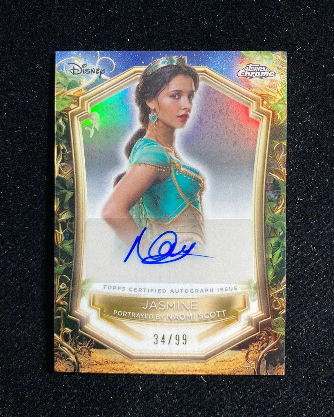 25 Topps Disney Wonder Chrome Enchantments Naomi Scott As Jasmine Auto /99 OC53