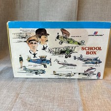 *flaws* 1970s Vintage United Airlines Pencil School Box Cardboard Aviation Plane