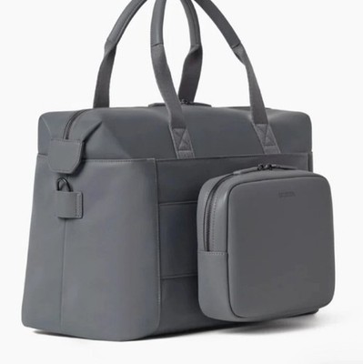 Monos Metro Duffel Bag Dove Gray Blue Weekender Carry On Vegan Leather Trolley