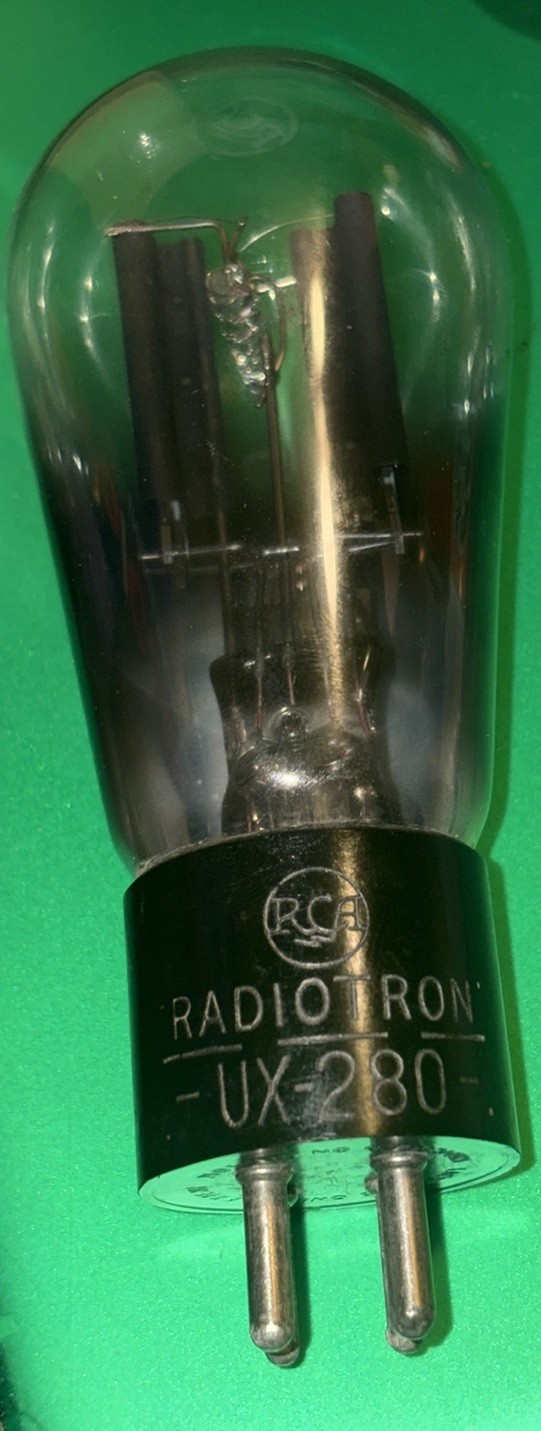 Type 80 RCA Globe UX-280 Engraved Base Square Foil Getter Rectifier Tube Rare