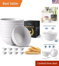 26oz White Unbreakable Wheat Straw Bowls - Set of 8, Dishwasher Microwave Safe
