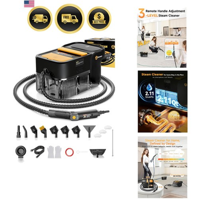 #ad Steam Cleaner 3 Level Adjustable Handle with 18 Accessories Black 10s Hea... $175.99