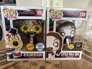 Funko Pop Terrifier Art the Clown w/ Glasses #1593 Bloody Chase + Pale Girl 