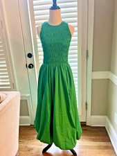 Madewell Melody Bubble Hem Smocked Midi Dress Verdant Green Size XXS