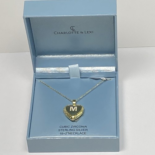 Charlotte & Lexi Cubic Zirconia Sterling Silver Heart W/ Initial “M” Necklace - 第 1/5 張圖片
