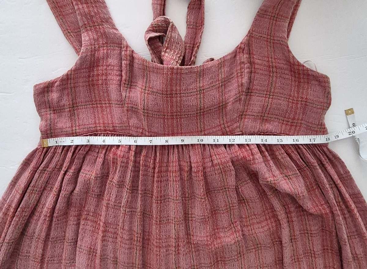 Free People Lily Anne Maxi Dress Plaid Ruffle Hem Back Tie Rose Terracotta  XL | eBay