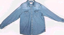 WRANGLER Denim Shirt Jacket Men's XL Western Style Blue Jean Vintage Pearl Snap