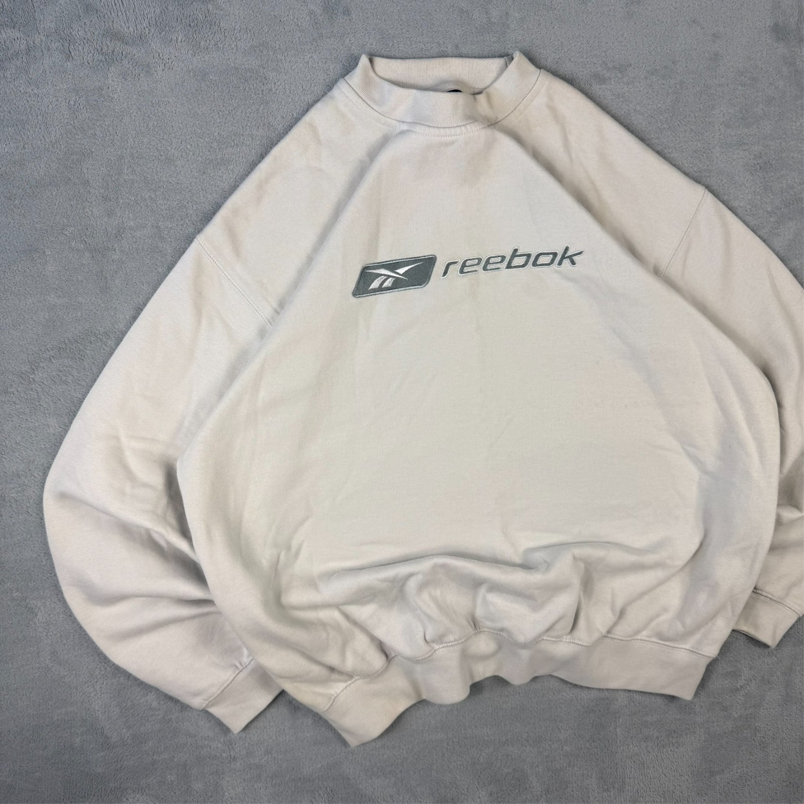 Vintage Reebok 1990's Cream Spellout Heavyweight Oversized Size Large Sweatshirt image 2