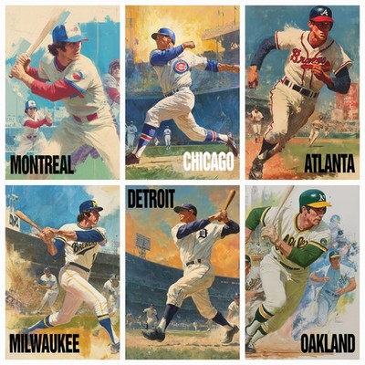 1960s 70s Baseball Classic Vintage Poster Bild Action Wall Art Print Kunstdruck