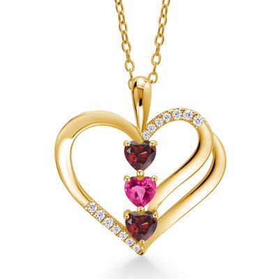 1.26 Ct Garnet Pink Created Sapphire 18K Yellow Gold Plated Silver Pendant with