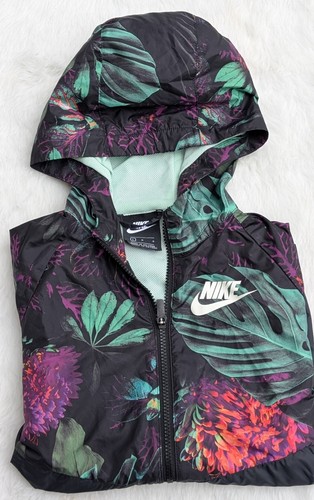 Nike Girl Sportswear Winter Windrunner Windbreaker Jacket Hooded Floral L - Picture 4 of 5