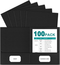 Two Pocket Folders, 100 Pack 2 Pocket Folders Fit Letter Size Paper, Black Paper