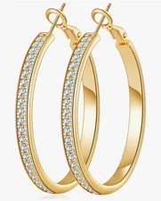 Aretes Argollas Chapado Oro 14k Pendientes Joyeria Fina de Moda Para Mujer 40mm