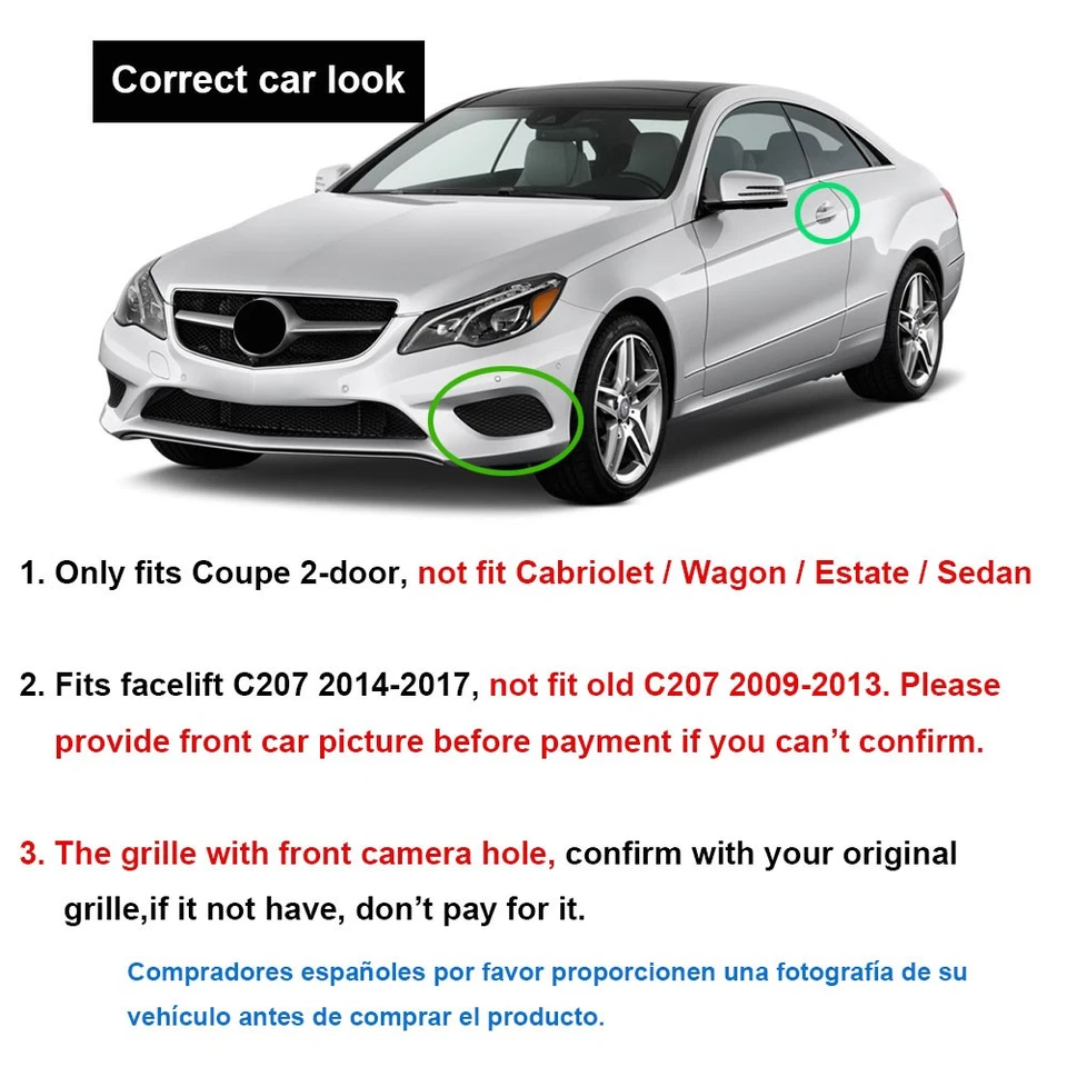 For 2014-2017 Mercedes C207 E Class Coupe E350 E400 Diamond Front Grille Grill Foto 2 de 4