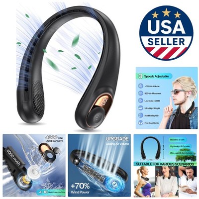 360° Bladeless Neck Fan - Quiet, Stylish, and Rechargeable for On-The-Go Comfort