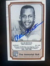 Ollie Matson Autographed 1974 Fleer Immortal Roll Football Card Hall of Fame