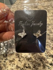Dainty Rhinestone Butterfly Stud Earrings - Brand New in Package