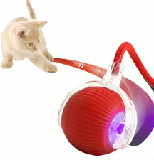 Interactive Cat Ball Toy with String, Interactive Cat Toys Ball Fast Rolling  Red