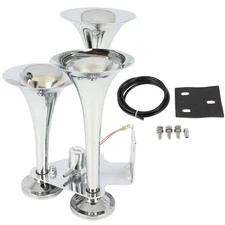 For Car Train Truck 3 Trumpet Air Horn Compressor Tank Kit Electric 152DB 105MM