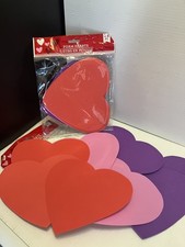 New VALENTINE Foam Heart Shapes 24 Count 8  Across Pink Red Purple Crafts