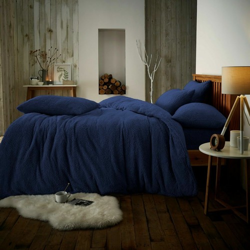 Teddy Bear Fleece DIAMANTE /PLAIN /CHECK Duvet /Quilt Cover Thermal Warm Soft - Picture 21 of 76