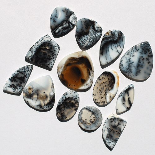 13 Pcs Australian Natural Dendrite Opal 15mm-25mm Slice Cabochon Loose Gemstones - Picture 5 of 11