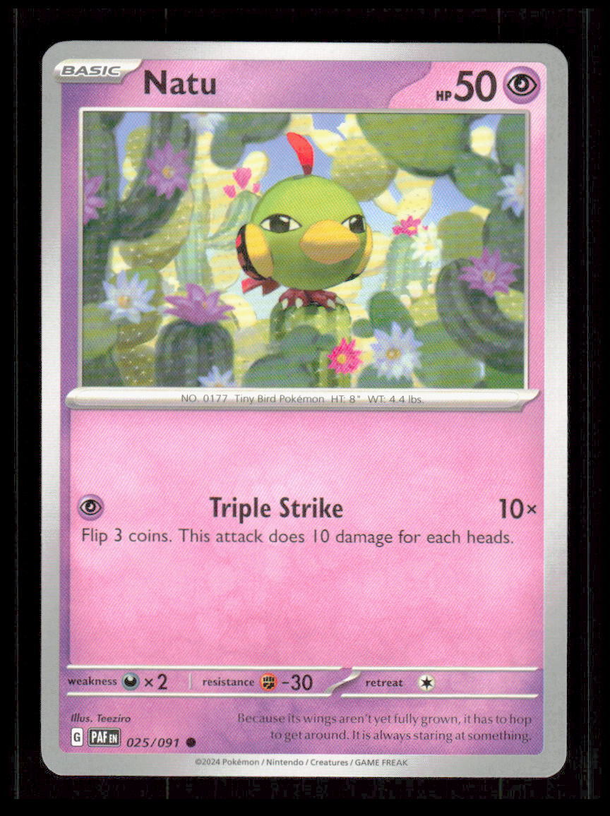 Natu 025/091 SV: Paldean Fates Pokemon tcg Card CB-1-9-D-25