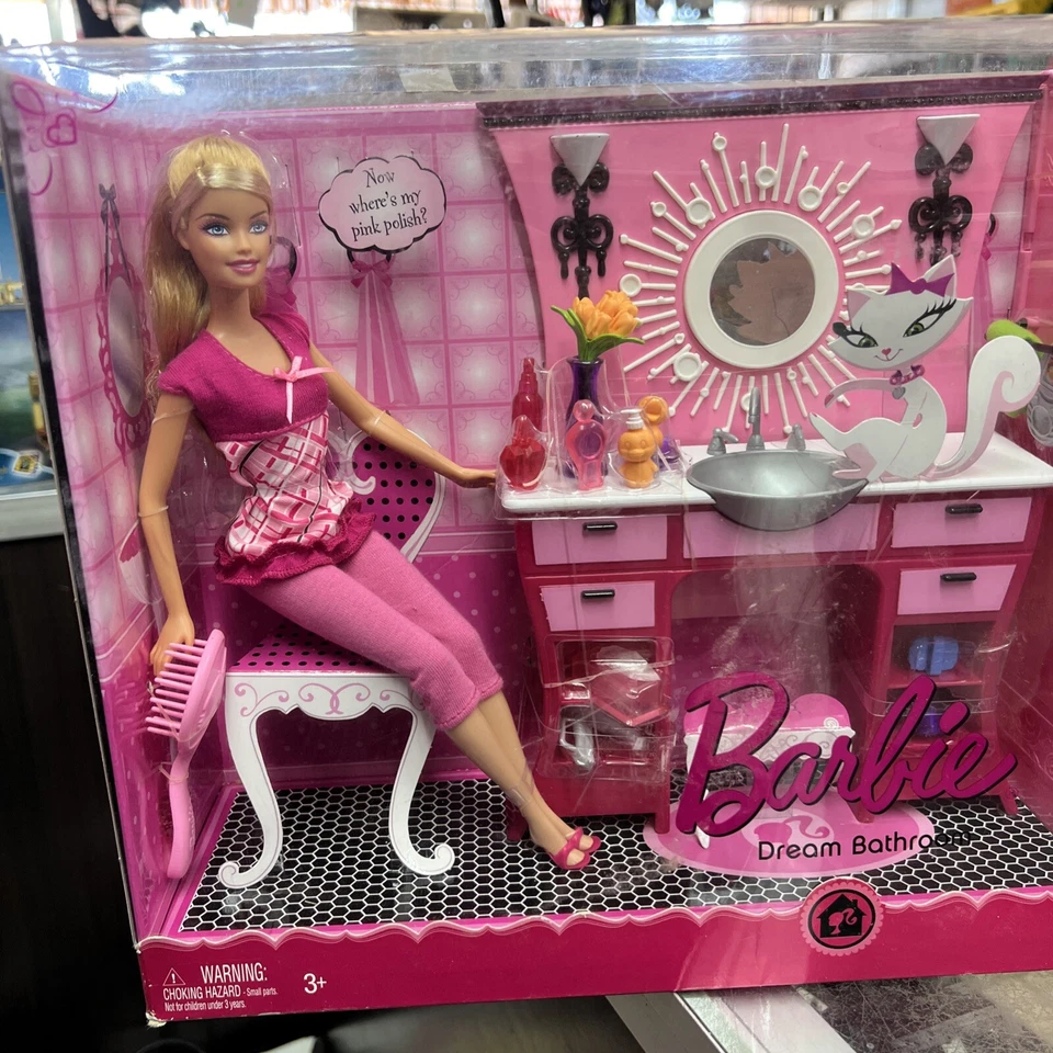 Barbie Pink Dream Juego de Baño + Muñeca #N4895 Mattel 2008 - Difícil de Encontrar Nuevo en Caja Foto 2 de 4