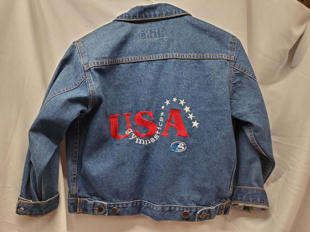 Luna Pier Denim Jacket Size youth Small USA Gymnastics Embroidered on the  back