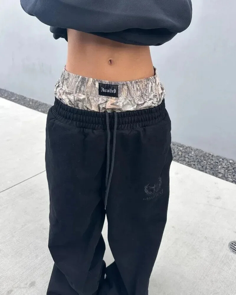 Y2K pants vintage Harajuku double Embroidered waist Y2K pants vintage Harajuku double Embroidered waist