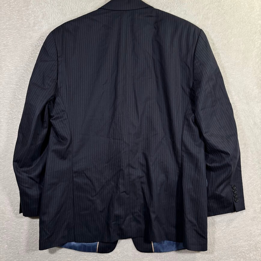 Joseph Abboud Mens 44R Blazer Navy Striped Sport Coat Cotton Jacket Wool Casual