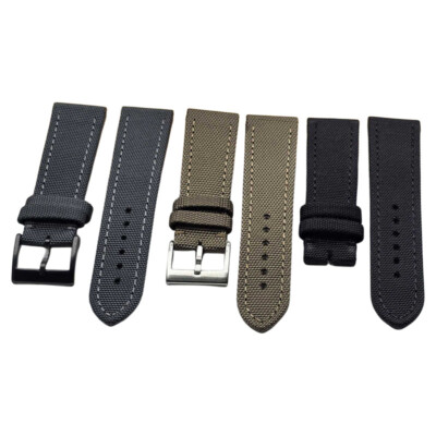 22mm Black Green And Gray Nylon Canvas Watch Strap Fit For Breitling With Buckle