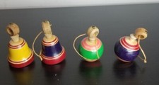 Wooden Spinning Top Lot 4 Made In Japan