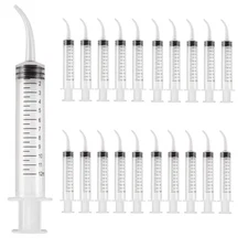 JMU Dental 12CC Irrigation Syringe Long Curved Tip with Measurement up to 500pcs