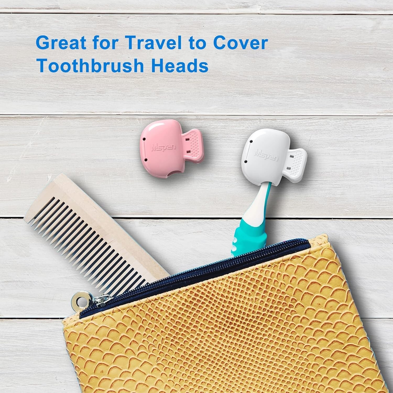 Toothbrush Brush Head Cover Cap Travel Case Protector Plastic Clip 2 Packs