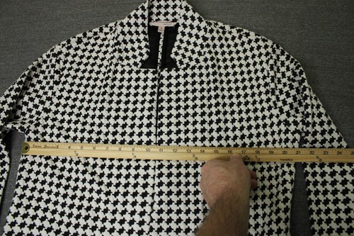 Philosophy Anthropologie Women's M Open Front Cardigan White Black Houndstooth - Picture 2 of 14