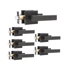 knobelite 6 Pack Privacy Door Handle,Keyless Matte Black Interior Door Knob,H...