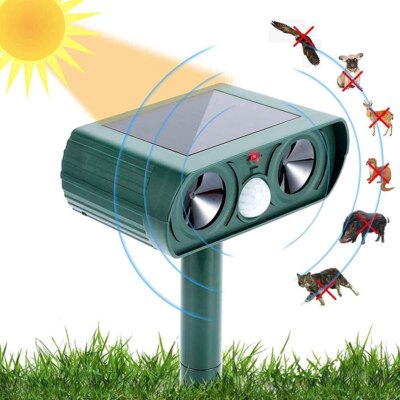 Solar Powered Ultrasonic Animal Repeller - Pest Control For Cats, Deer, Raccoons In Garden (Outdoor)